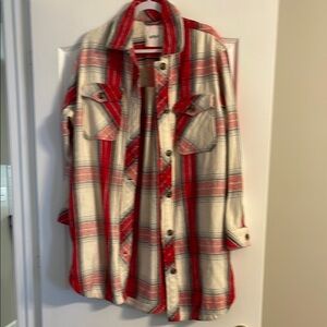 Aerie Red and Cream Plaid Jacket